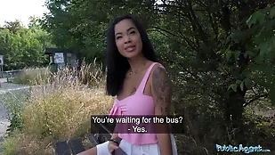 Asian babe tests out a big asian big cock blowjob