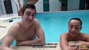 European spa owner resists blowjob caucasian cuckold