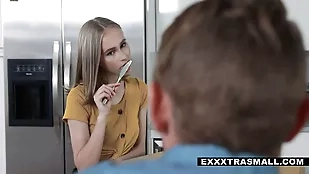 Young teen blonde Alicia gets blonde blowjob deepthroat