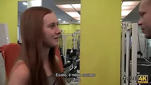 A young redhead in a gym blowjob czech gym