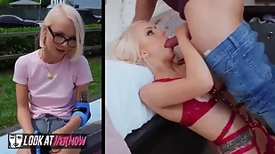 Alice Pink, a petite blonde blonde blowjob cock suck