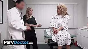 A very sensual woman receives big cock blowjob doctor