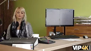 A young woman with blonde hair blonde blowjob boss