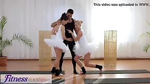 Ballet instructor's steamy 3some balls cock