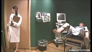 A nurse receives an enormous big cock cfnm cock