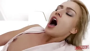 Blonde babe takes on extreme action anal big cock