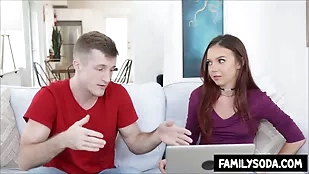 Sister tries to teach her blowjob brother hardcore