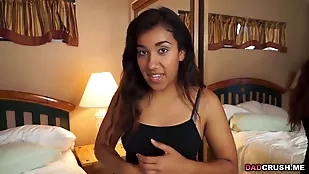 Pretty Latina college girl big cock blowjob college