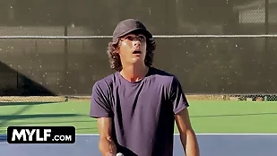 Stepmother enjoys tennis match enjoy HD stepson